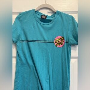 Santa Cruz Skateboards Blue and Pink Short Sleeve Tee